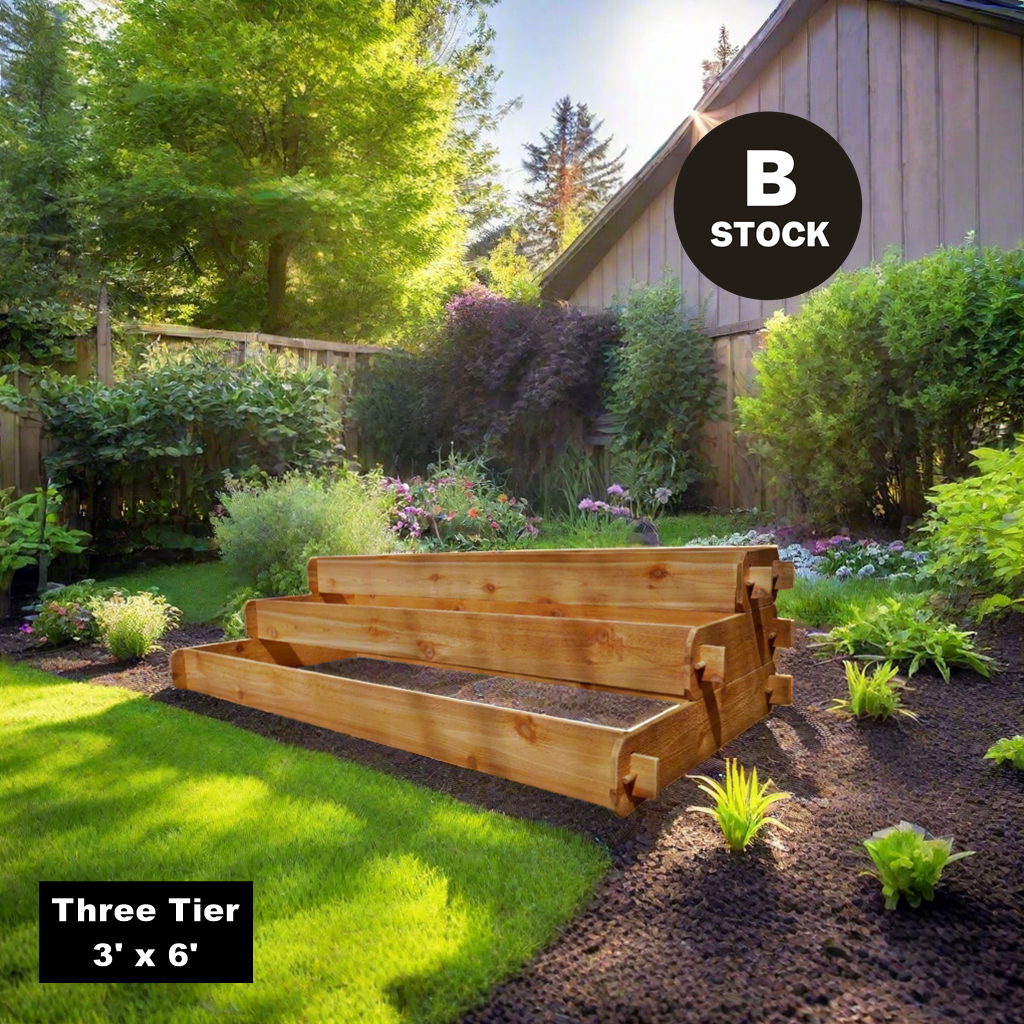 'PICKUP ONLY' B-STOCK Raised Garden Bed Kit Large 3 Tiered (1x6 2x6 3x6) Select Cedar Elevated Planter