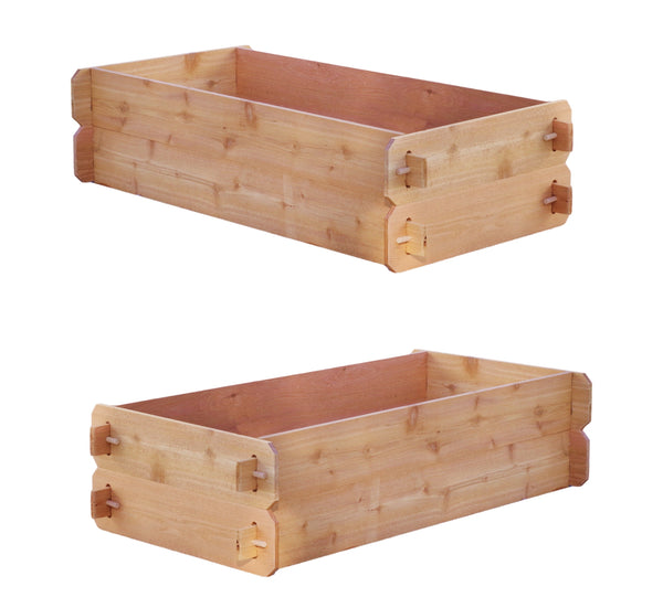 'B-STOCK' SET OF 2 Timberlane Gardens Easy Raised Garden Bed Kits. Double Deep. Western Red Cedar. Mortise & Tenon. 2' W x 4' L