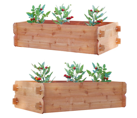 SET OF 2 Timberlane Gardens Easy Raised Garden Bed Kits. Double Deep. Western Red Cedar. Mortise & Tenon. 2' W x 4' L