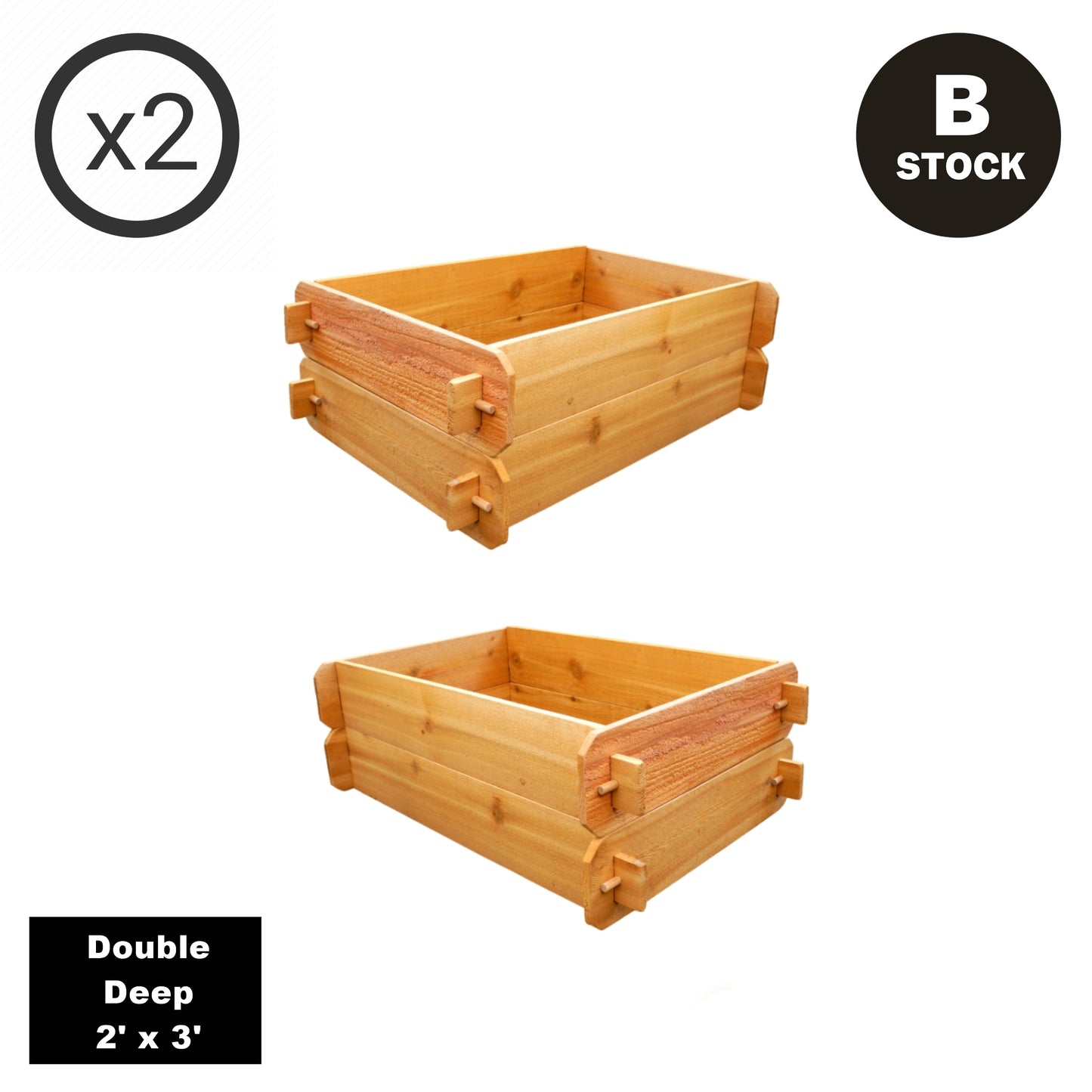 'B-STOCK' SET OF 2 Timberlane Gardens Easy Raised Garden Bed Kits Double. Deep. Select Cedar. Mortise & Tenon. 2' W x 3' L