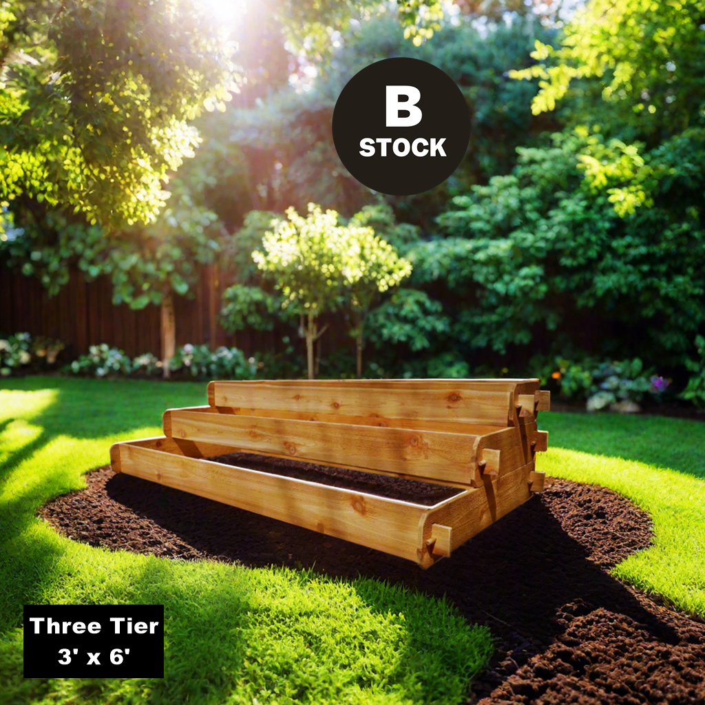 'B-STOCK' Raised Garden Bed Kit Large 3 Tiered (1x6 2x6 3x6) Select Cedar Elevated Planter