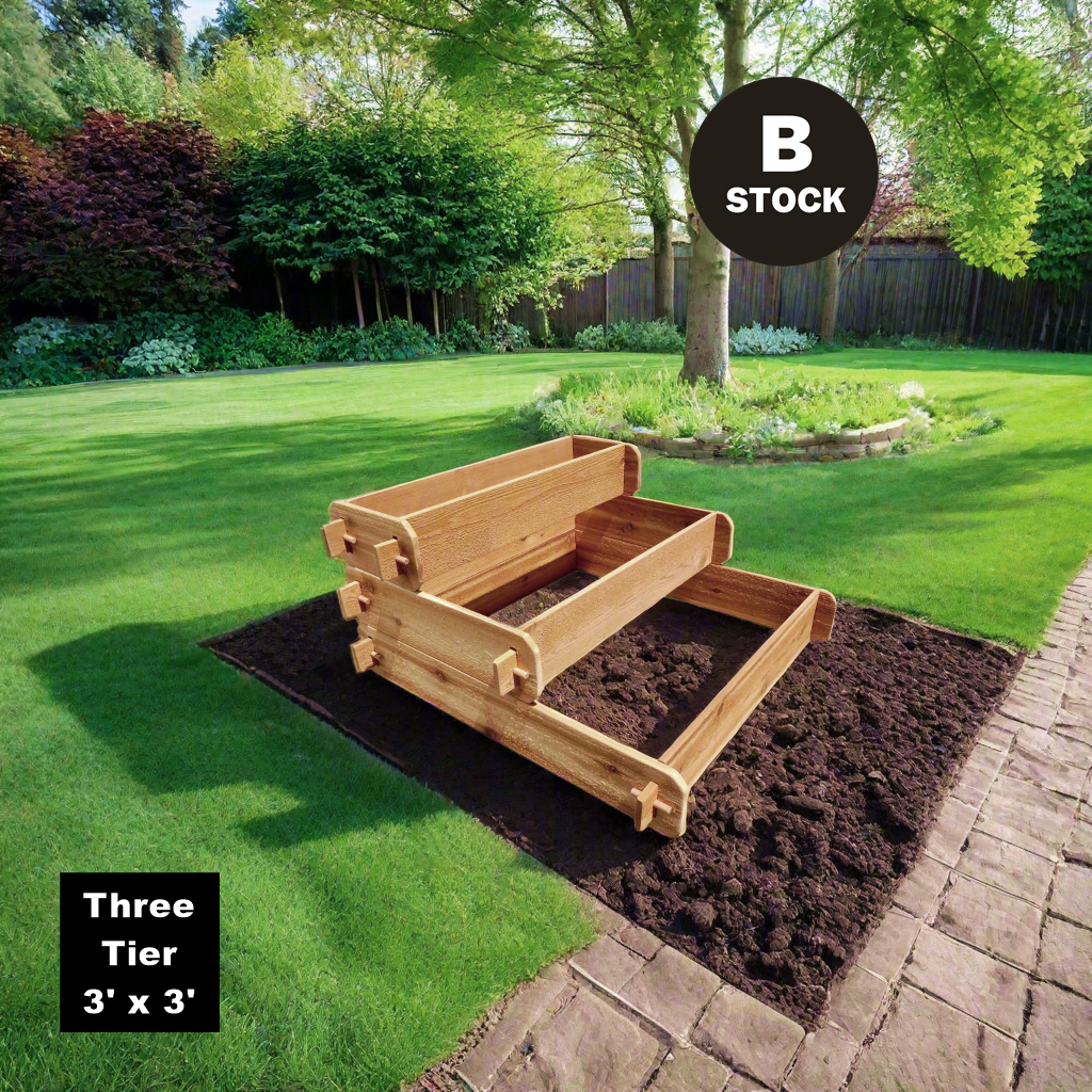 'B-STOCK' Raised Garden Bed Kit 3 Tiered Pyramid (1x3 2x3 3x3) Select Cedar Elevated Planter