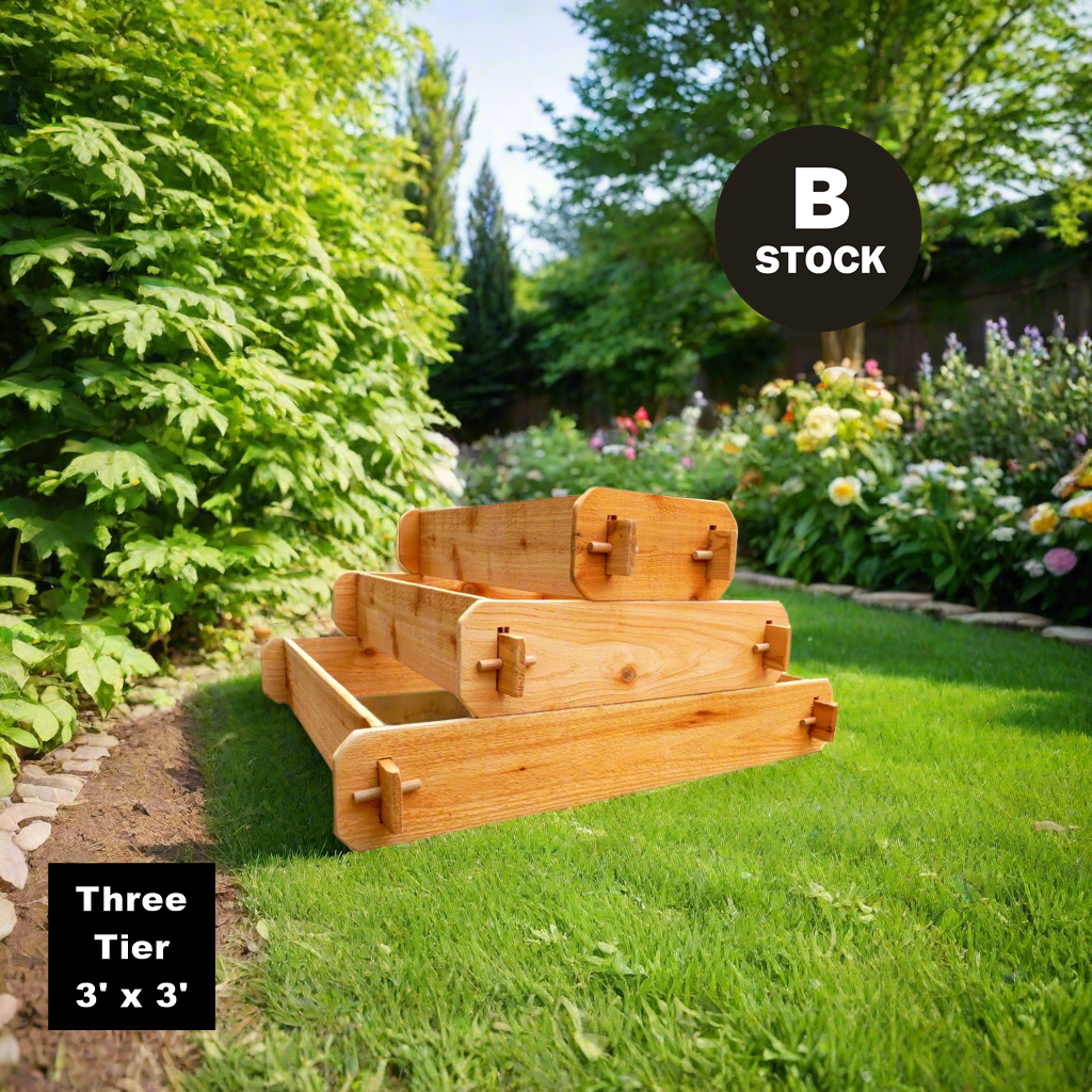 'B-STOCK' Raised Garden Bed Kit 3 Tiered Pyramid (1x3 2x3 3x3) Select Cedar Elevated Planter