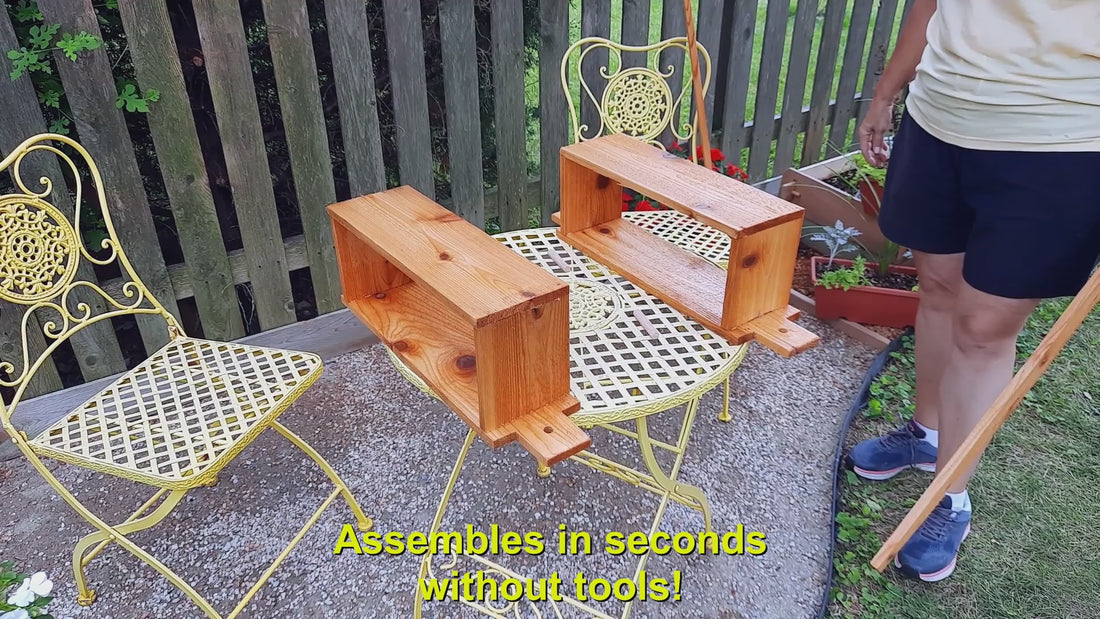 “Video showing the Timberlane Gardens Vertical Garden Planter being quickly assembled by hand — demonstrating the easy, tool-free design and fast setup for patios, balconies, porches, and decks.”