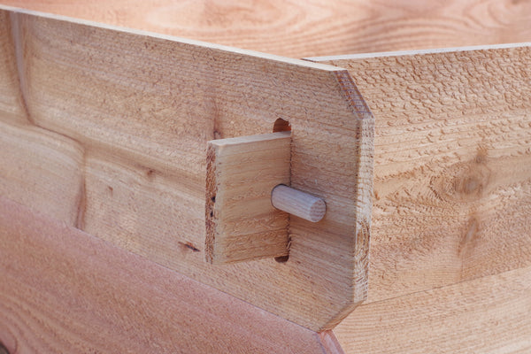 Strong and easy to assemble mortise and tenon joint. No tools necessary to install.