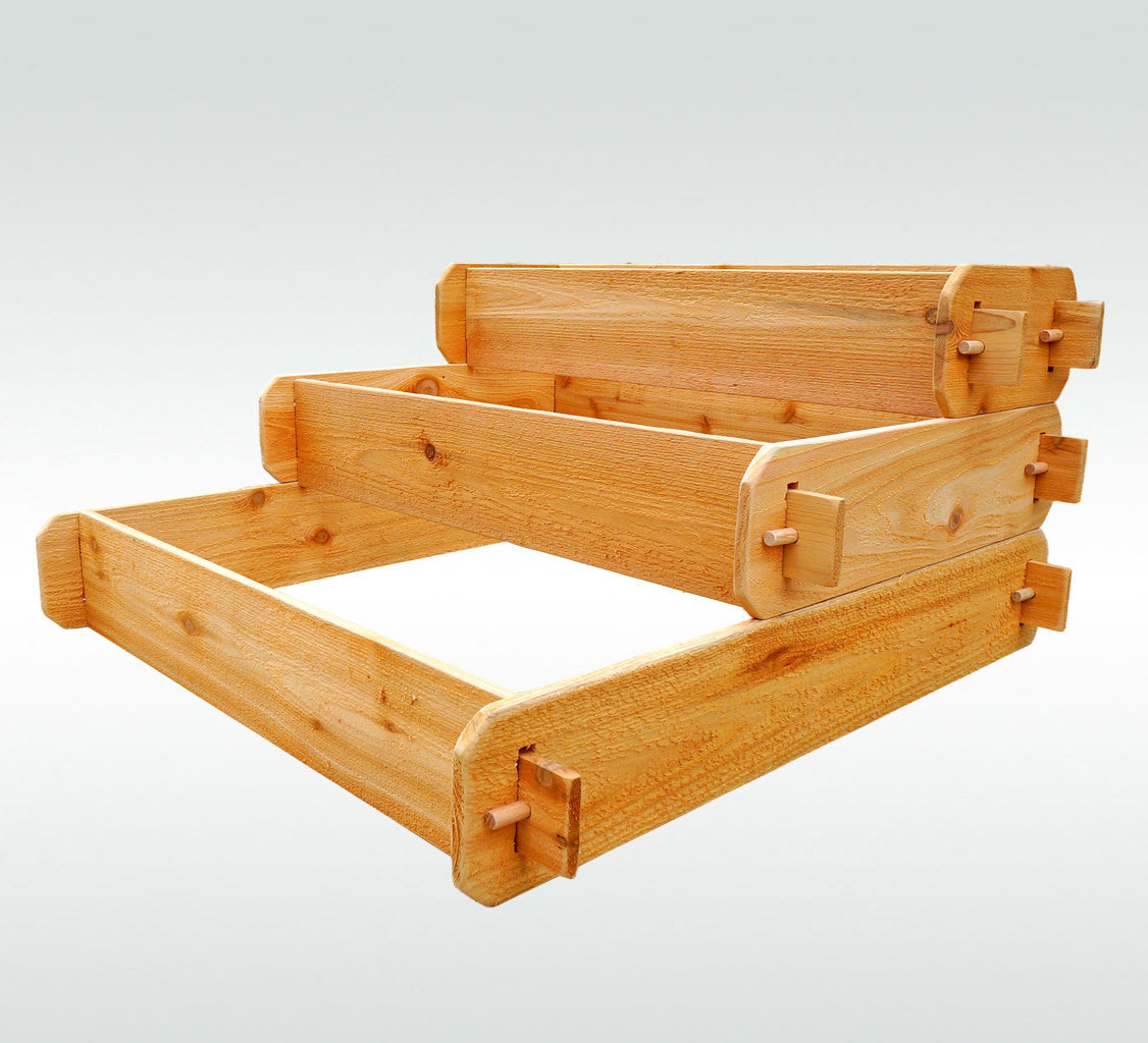 Timberlane Gardens Raised Garden Bed Kit 3 Tiered Pyramid (1x3 2x3 3x3) Western Red Cedar Elevated Planter - Timberlane Gardens