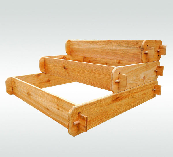 Timberlane Gardens Raised Garden Bed Kit 3 Tiered Pyramid (1x3 2x3 3x3) Western Red Cedar Elevated Planter - Timberlane Gardens