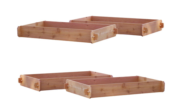 'B-STOCK' SET OF 2 Timberlane Gardens Easy Raised Garden Bed Kits. Double Deep. Western Red Cedar. Mortise & Tenon. 2' W x 4' L