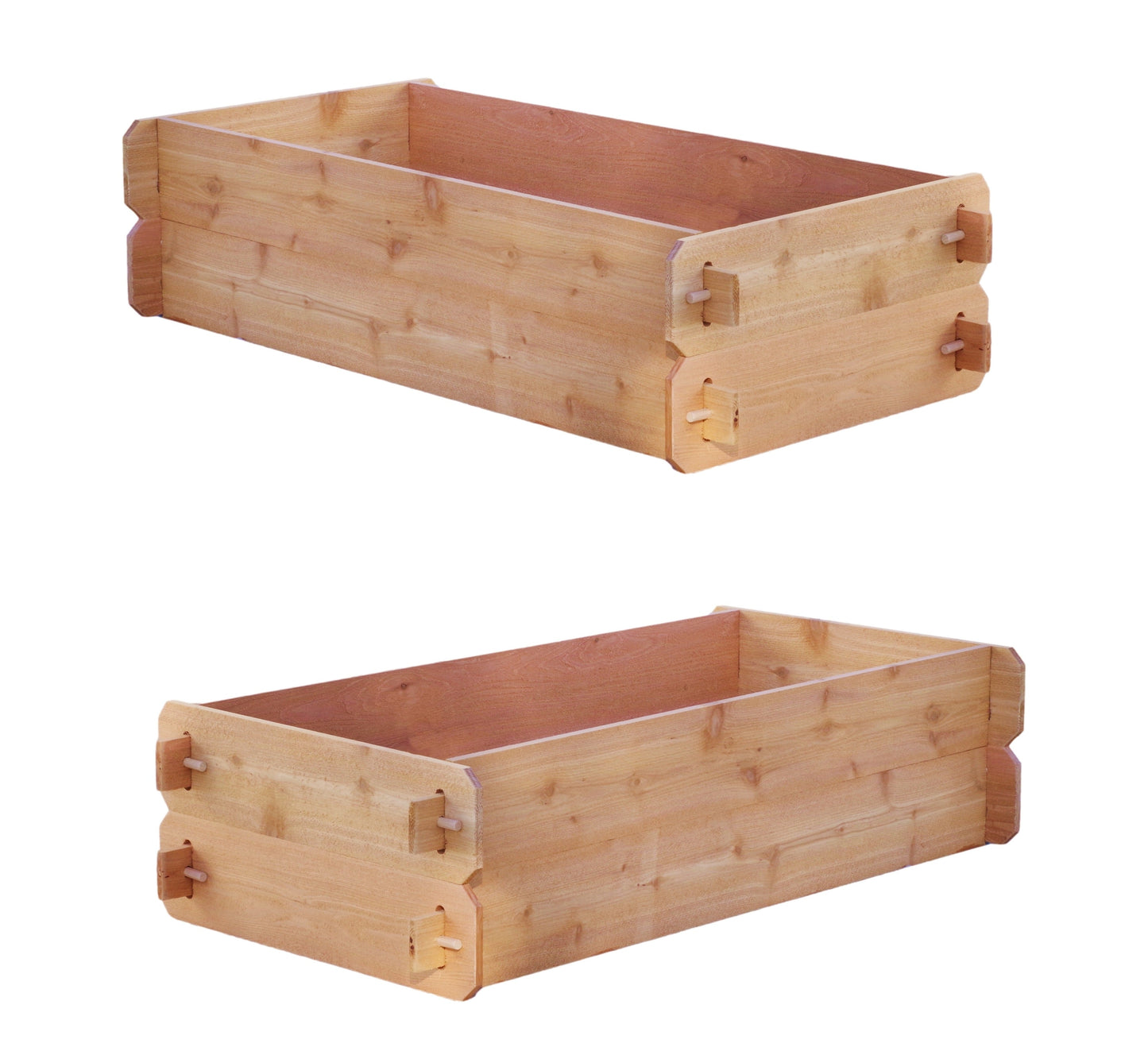 'B-STOCK' SET OF 2 Timberlane Gardens Easy Raised Garden Bed Kits. Double Deep. Select Cedar. Mortise & Tenon. 2' W x 4' L