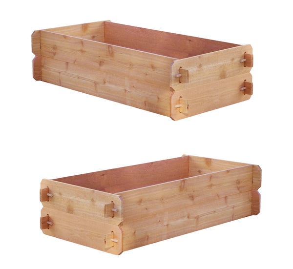 SET OF 2 Timberlane Gardens Easy Raised Garden Bed Kits. Double Deep. Western Red Cedar. Mortise & Tenon. 2' W x 4' L