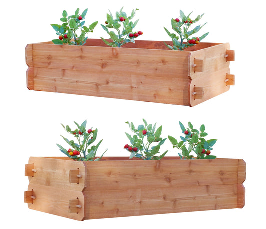 'B-STOCK' SET OF 2 Timberlane Gardens Easy Raised Garden Bed Kits. Double Deep. Select Cedar. Mortise & Tenon. 2' W x 4' L