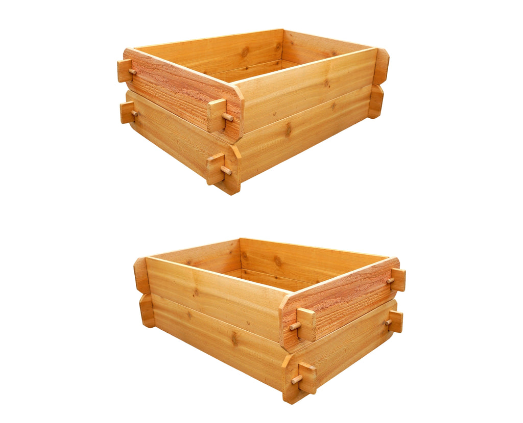 'B-STOCK' SET OF 2 Timberlane Gardens Easy Raised Garden Bed Kits Double. Deep. Western Red Cedar. Mortise & Tenon. 2' W x 3' L