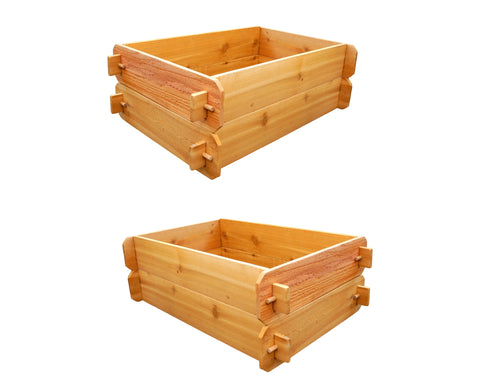'B-STOCK' SET OF 2 Timberlane Gardens Easy Raised Garden Bed Kits Double. Deep. Western Red Cedar. Mortise & Tenon. 2' W x 3' L